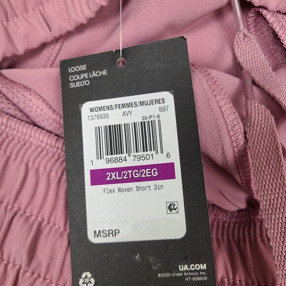 Women’s Under Armour Flex Woven 2 In 1 Shorts 2XL Pink Workout Exercise - Picture 3 of 9